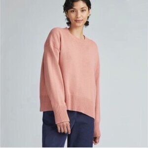 Everlane Organic Cotton The Boxy Everyday Sweater in Light Pink